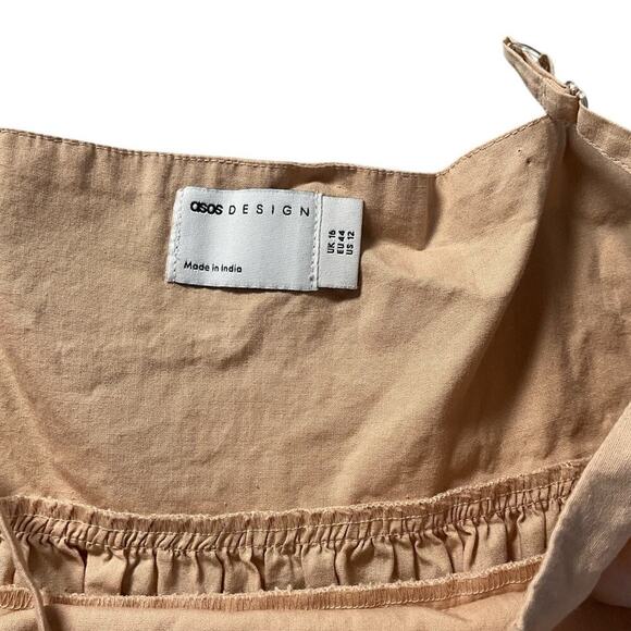 ASOS Design Womens Size 12 Cream Baby Doll Dress Side Zipper 100% Cotton - Picture 8 of 11